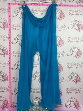 Pants sheer coverup wide leg blue aqua  Turquoise Wide-Leg Palazzo Pants
